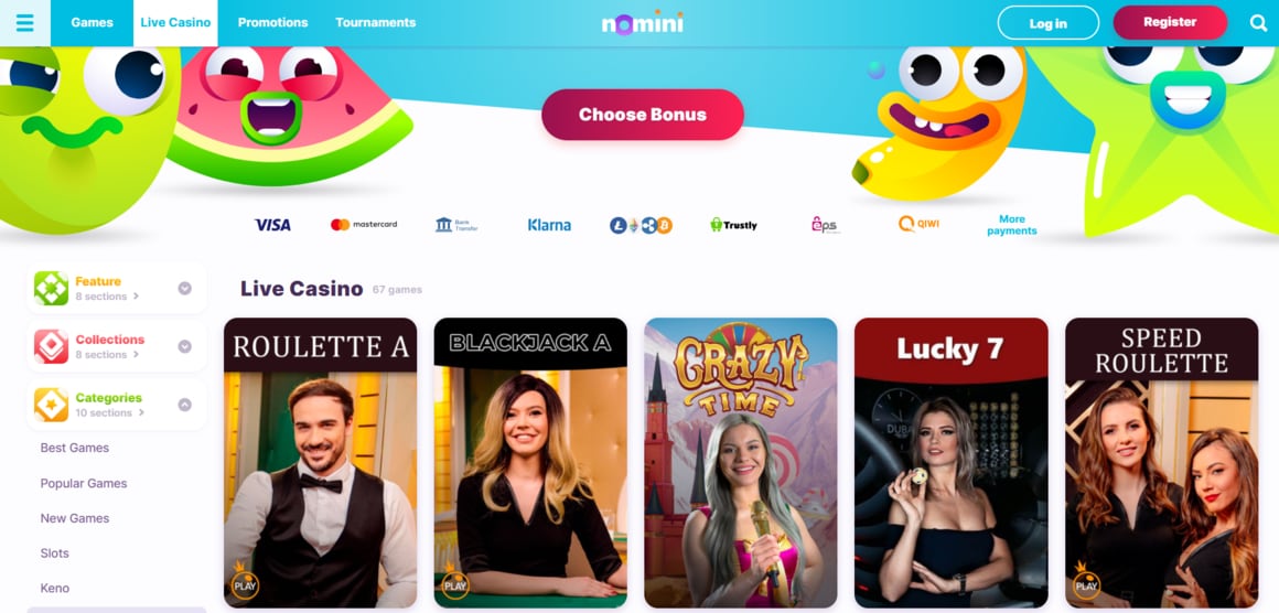 Nomini Casino Live Dealer Games