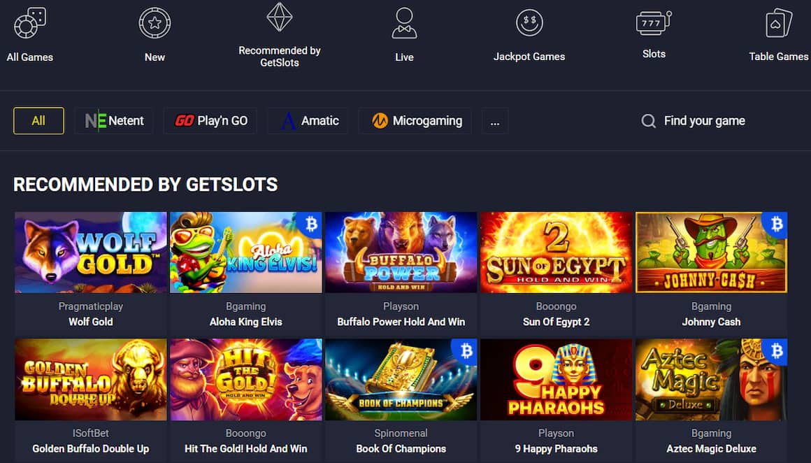 GetSlots Casino Games